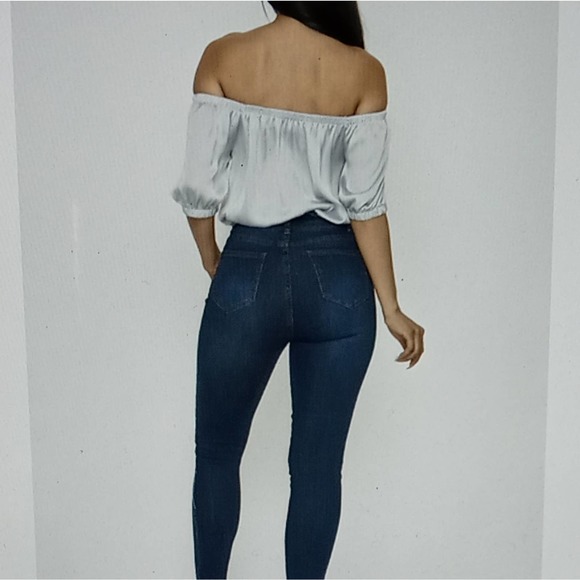 Must Have Off Shoulder Silver Crop Top - Picture 2 of 8